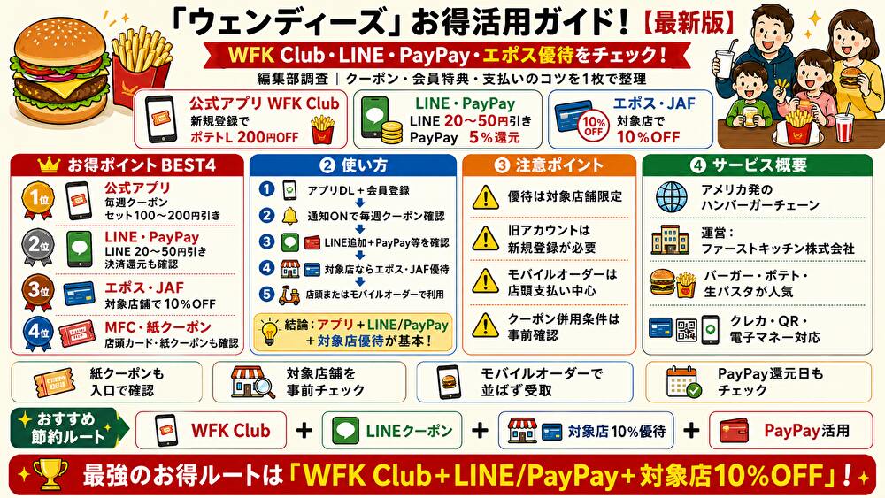 「ウェンディーズ・ファーストキッチン」クーポンまとめ!使い方・割引比較
