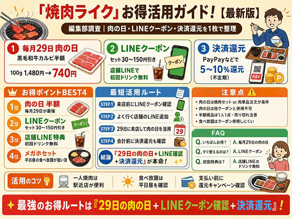 焼肉ライククーポンまとめ!使い方・割引比較