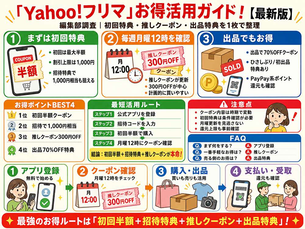 Yahoo!フリマクーポンまとめ!使い方・割引比較