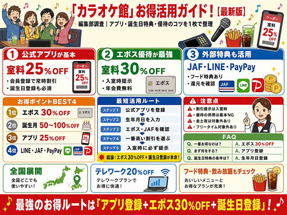 カラオケ館クーポンまとめ!使い方・割引比較