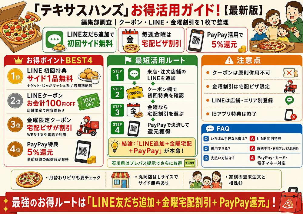 テキサスハンズクーポンまとめ・使い方比較