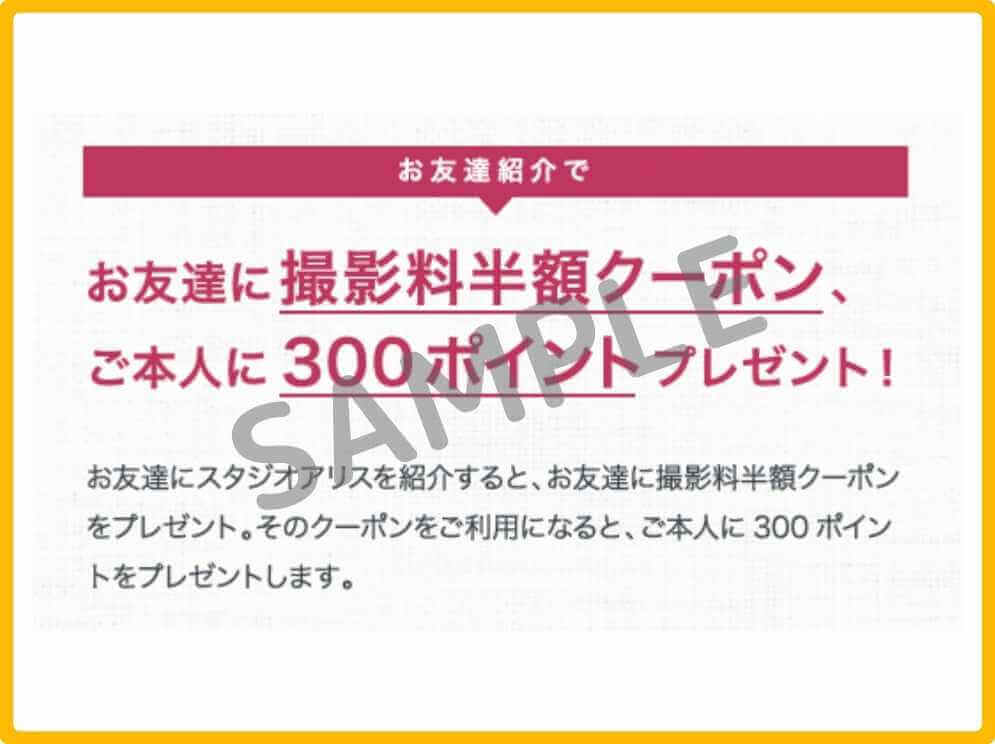 スタジオアリスのクーポン資料・過去に確認