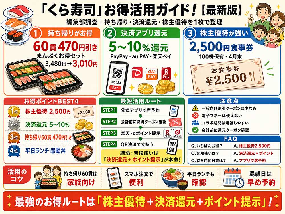 くら寿司クーポン完全ガイド！持ち帰り割引＆株主優待活用術【2026年