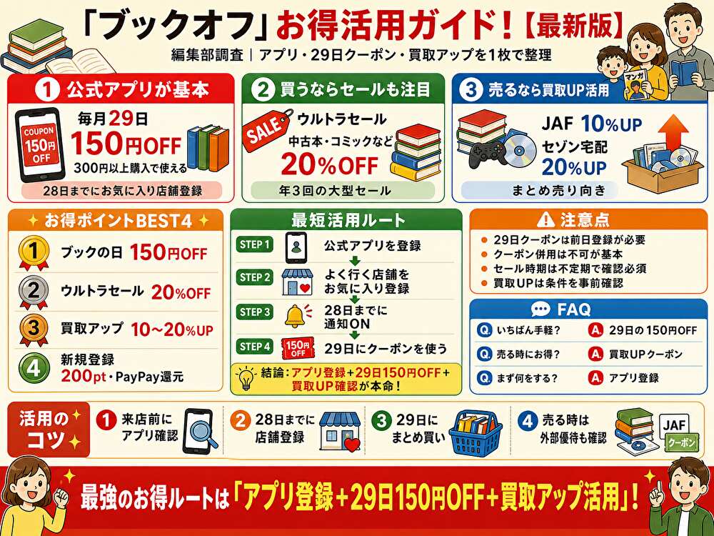ブックオフクーポンまとめ!使い方・割引比較
