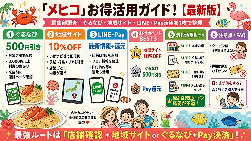 シーフードレストラン メヒコクーポンまとめ!使い方・割引比較