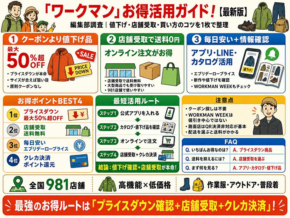 ワークマンクーポンまとめ!使い方・割引比較