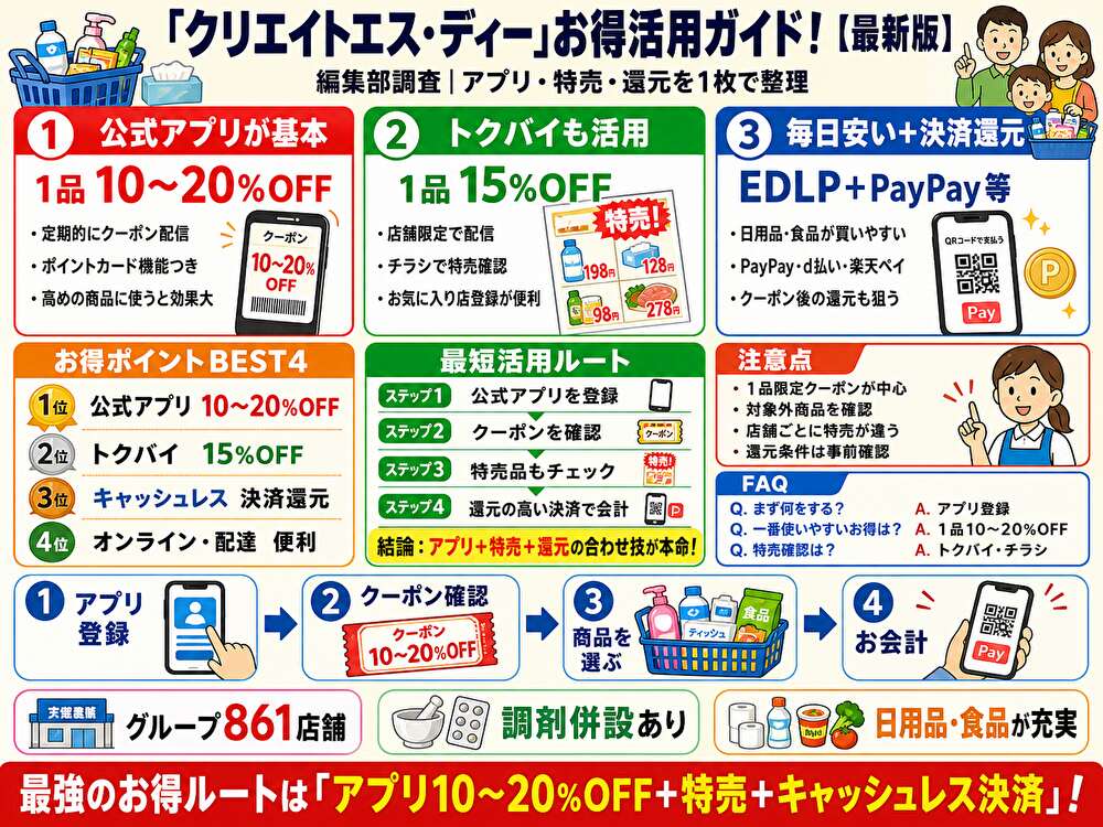 クリエイトエス・ディークーポン最新情報確認済み