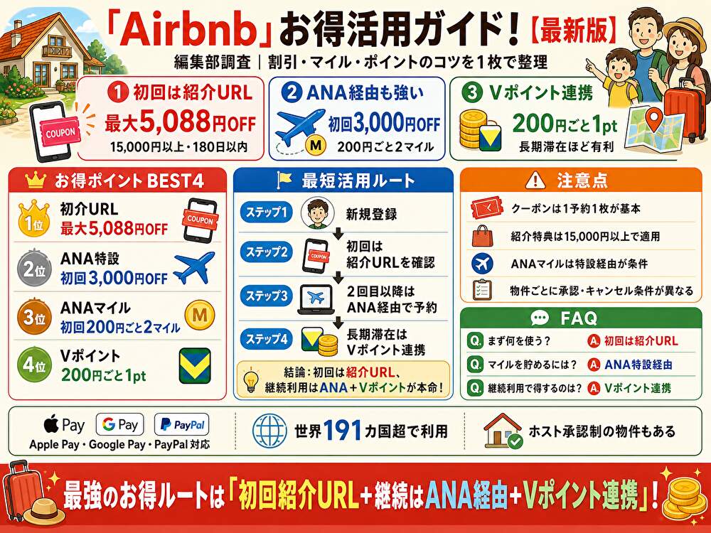 Airbnbクーポン最新情報確認済み