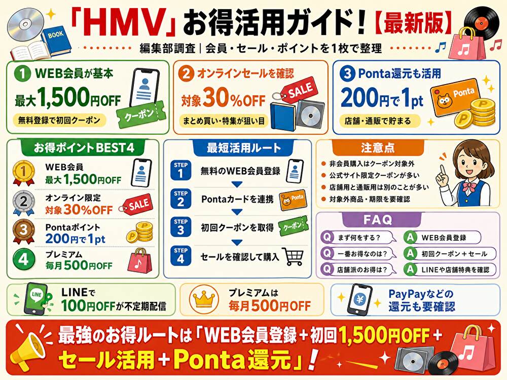 HMVクーポンまとめ!使い方・割引比較