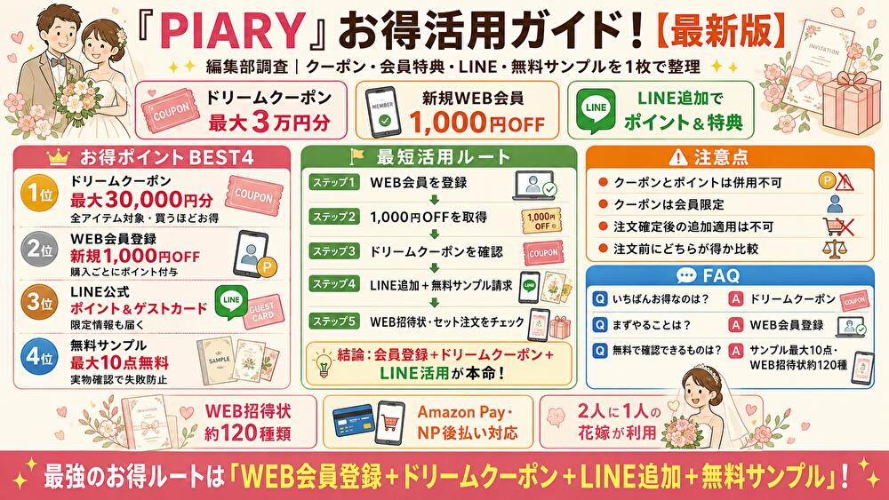 ピアリー(PIARY)クーポンまとめ!使い方・割引比較