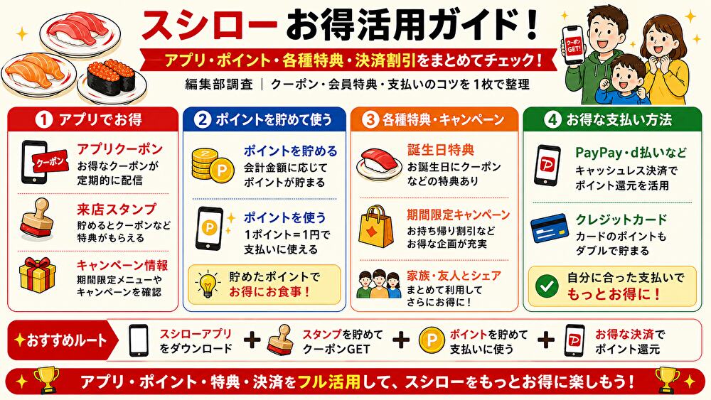 スシロークーポンまとめ!使い方・割引比較2