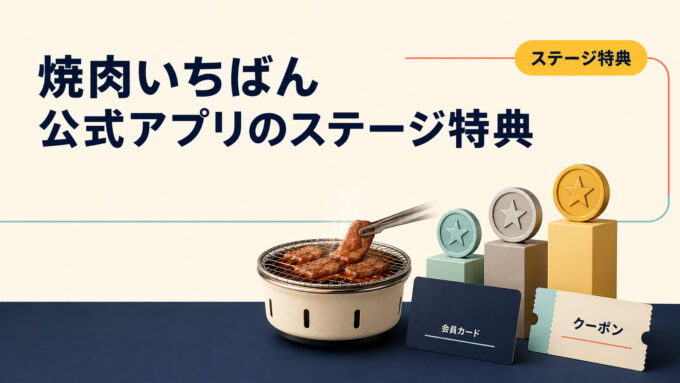 焼肉いちばん公式アプリのステージ特典｜焼肉、ステージバッジ、会員カード、クーポン