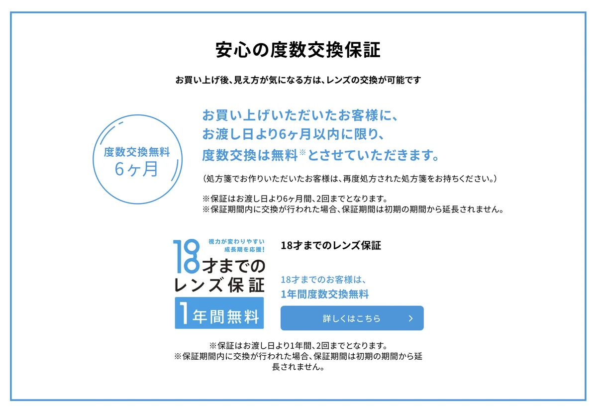 Zoffの度数交換保証の案内